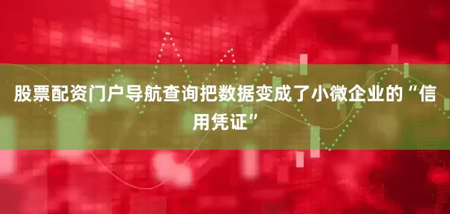 股票配资门户导航查询把数据变成了小微企业的“信用凭证”
